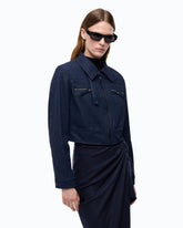 Cropped nubuck leather-effect jacket - | Pinko