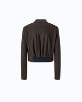 Cropped nubuck leather-effect jacket - Brown | Pinko