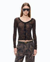 Cardigan mit floralem Camouflage-Print - Mehrfarbig Grün-Schwarz | Pinko
