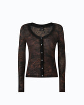 Cardigan mit floralem Camouflage-Print - Mehrfarbig Grün-Schwarz | Pinko