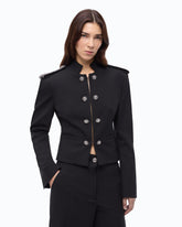 Riding-style mini jacket with jewel details - Black | Pinko