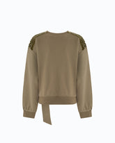 Sweatshirt aus Baumwolle mit Strasssteinen an den Schultern - | Pinko