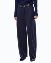 Wide-leg jersey flannel trousers - Blue | Pinko