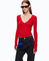 Ribbed cardigan with buttons - | Pinko