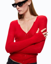 Ribbed cardigan with buttons - | Pinko