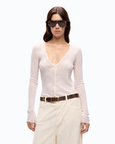 Gerippter Cardigan mit Knöpfen - Weiß | Pinko