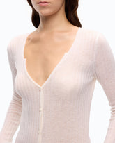 Gerippter Cardigan mit Knöpfen - Weiß | Pinko