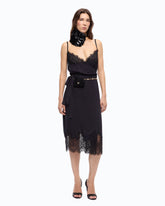 Midi dress with lace details - Dark Blue | Pinko