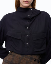Blouse with pockets and buttons - Dark Blue | Pinko