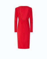 Midi sheath dress with ruffle and open back - Red | Pinko