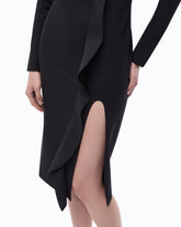 Midi sheath dress with ruffle and open back - Black | Pinko