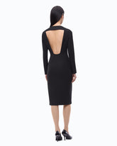 Midi sheath dress with ruffle and open back - Black | Pinko
