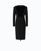 Midi sheath dress with ruffle and open back - Black | Pinko