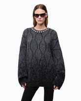 Sweater with jewel collar and micro sequins - Multicolor Grey-Black | Pinko
