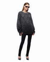 Sweater with jewel collar and micro sequins - Multicolor Grey-Black | Pinko