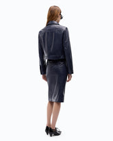 Fliegerjacke mit Krokoleder-Effekt - Blau | Pinko