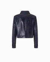 Fliegerjacke mit Krokoleder-Effekt - Blau | Pinko