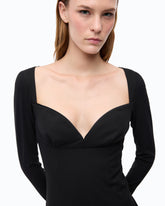 Slim-fit midi dress with sweetheart neckline and ruffles - | Pinko
