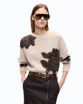 Wool- and alpaca-blend sweater with floral motif - Multicolor Green-Black | Pinko