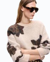 Wool- and alpaca-blend sweater with floral motif - Multicolor Green-Black | Pinko