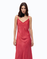 Long slip dress in satin - Red | Pinko