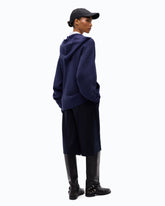 Fully rhinestoned wool-blend cardigan with hood - Blue | Pinko