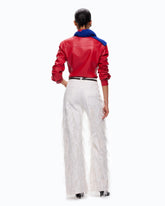 Wide-Leg-Hose mit Federn und Strasssteinen - Weiß | Pinko