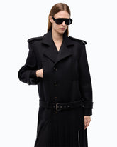 Coat in wool-blend cloth with fringing - Black | Pinko