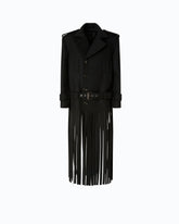 Coat in wool-blend cloth with fringing - | Pinko