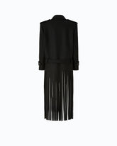 Coat in wool-blend cloth with fringing - Black | Pinko