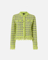 Cropped-Jacke aus Flechtgewebe und ausgefranstem Strick - | Pinko