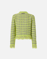 Cropped-Jacke aus Flechtgewebe und ausgefranstem Strick - | Pinko