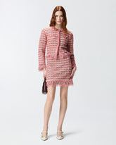 Cropped jacket in basketweave and frayed knit - | Pinko