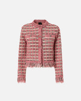 Cropped-Jacke aus Flechtgewebe und ausgefranstem Strick - | Pinko