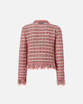 Cropped-Jacke aus Flechtgewebe und ausgefranstem Strick - | Pinko
