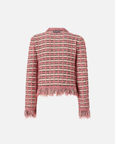 Cropped jacket in basketweave and frayed knit - | Pinko