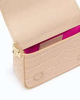 PINKO Galleria Micro Love Bag Click hand-held clutch in crocodile-print leather with jewel buckle - Trasparente | Pinko