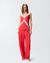 Spotted lingerie top with lace - Red | Pinko