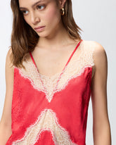Spotted lingerie top with lace - Red | Pinko