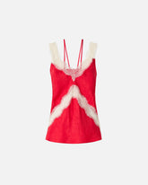 Spotted lingerie top with lace - Red | Pinko