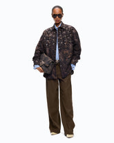 Overshirt in technical canvas with floral camouflage print - Multicolor Green-Black | Pinko