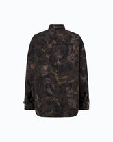 Overshirt in technical canvas with floral camouflage print - Multicolor Green-Black | Pinko