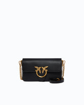 Small Love One Slouchy crossbody bag in smooth leather - Black | Pinko