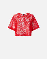 Cropped lace t-shirt - | Pinko