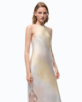 Satin dress with shaded color and lace insert - | Pinko