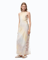 Satin dress with shaded color and lace insert - | Pinko