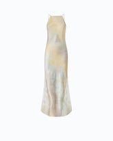 Satin dress with shaded color and lace insert - | Pinko