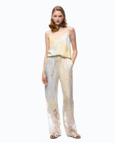 Garment-dyed satin trousers with lace details - | Pinko