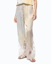 Garment-dyed satin trousers with lace details - | Pinko