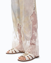 Garment-dyed satin trousers with lace details - | Pinko